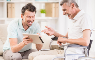 Man talking with Alzheimer's father