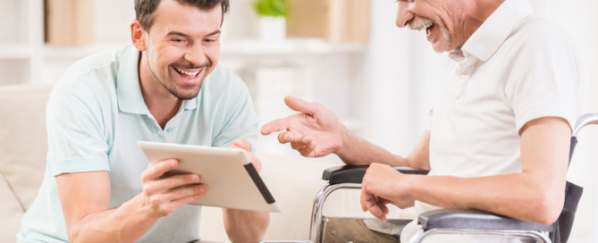 Man talking with Alzheimer's father