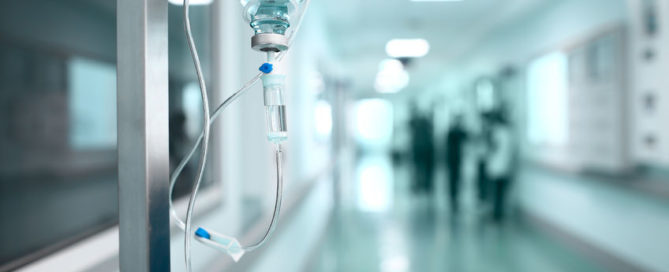 drip on the background a hospital corridor concept