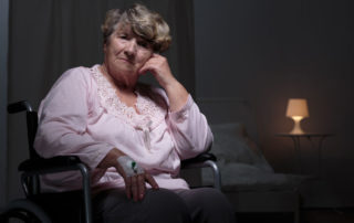 lonely senior woman staying in rest home